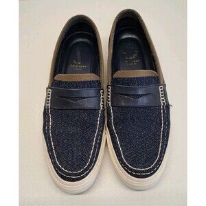 Cole Haan Pinch Weekender Loafers Men's Size 11.5 Blue Knit Canvas Slip-on